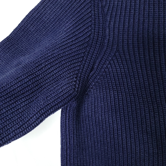 RALPH LAUREN Purple Label Silk Navy Ribbed Sweater Women's LARGE - Picture 6 of 16